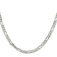 Sterling Silver 4.5mm Lightweight Flat Figaro Chain