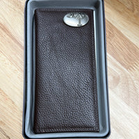 Brown Leather Tall Wallet with Palmetto Tree Metal Concho