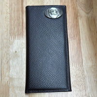 Brown Leather Tall Wallet with USC Gamecock Metal Concho