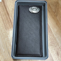 Brown Leather Tall Wallet with USC Gamecock Metal Concho