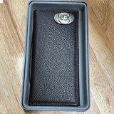 Brown Leather Tall Wallet with USC Gamecock Metal Concho