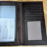 Brown Leather Tall Wallet with Clemson Tigers Metal Concho