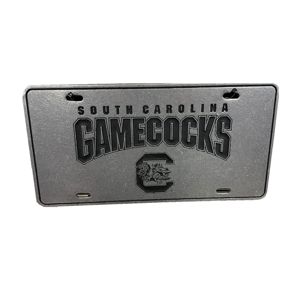 USC Fighting Gamecocks Pewter License Plate